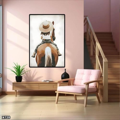 لوحة جدارية الخيل العربي ثلاثي الابعاد طولي