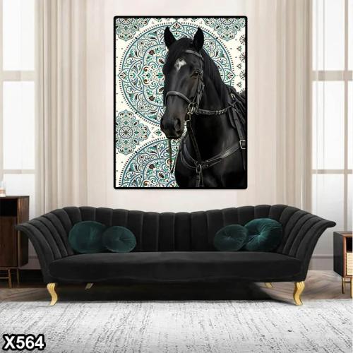 لوحة جدارية الخيل العربي ثلاثي الابعاد طولي