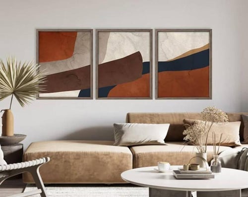 لوحة كانفس ألوان الأرض والتباين طقم ثلاثي