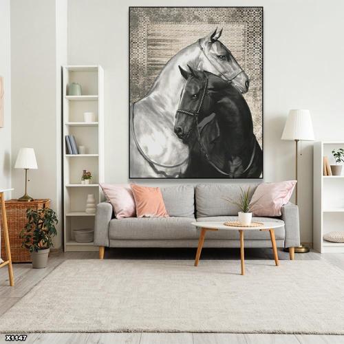 لوحة جدارية الخيل العربي ثلاثي الابعاد طولي