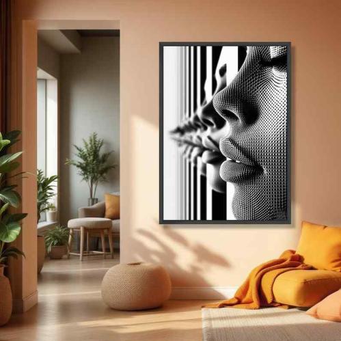 Vertical Canvas | 3D Profile Face Art | Black and...