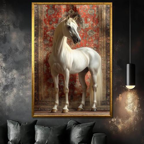 لوحة جدارية الخيل العربي ثلاثي الابعاد طولي