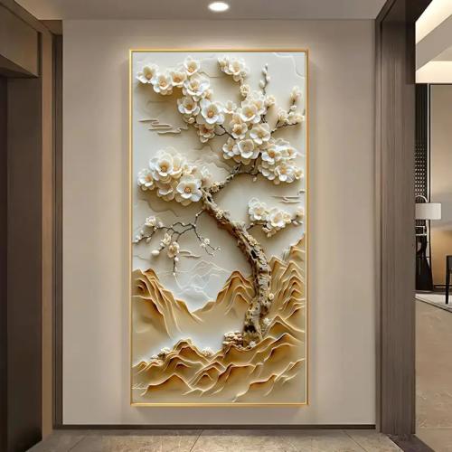 لوحة جدارية طولي زهور ثلاثي الابعاد