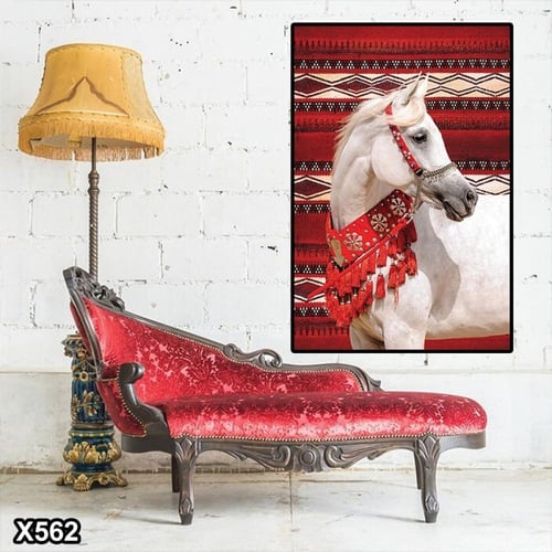 لوحة جدارية الخيل العربي ثلاثي الابعاد طولي