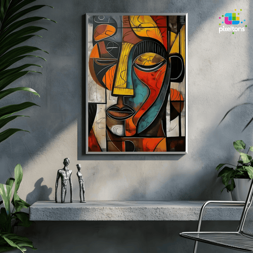 لوحة جدارية فن تجريدي ثلاثي الابعاد طولي