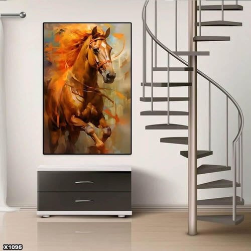 لوحة جدارية الخيل العربي ثلاثي الابعاد طولي