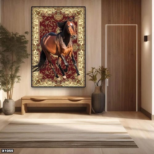 لوحة جدارية الخيل العربي ثلاثي الابعاد طولي