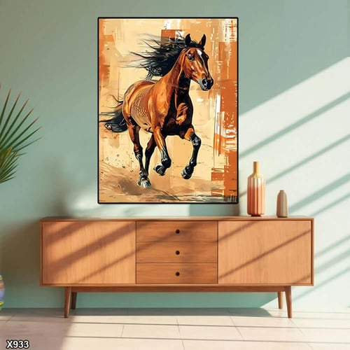 لوحة جدارية الخيل العربي ثلاثي الابعاد طولي