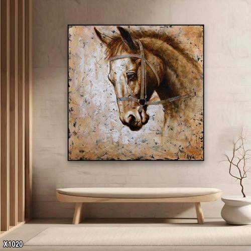 لوحة رأس حصان بني كلاسيكي كانفس