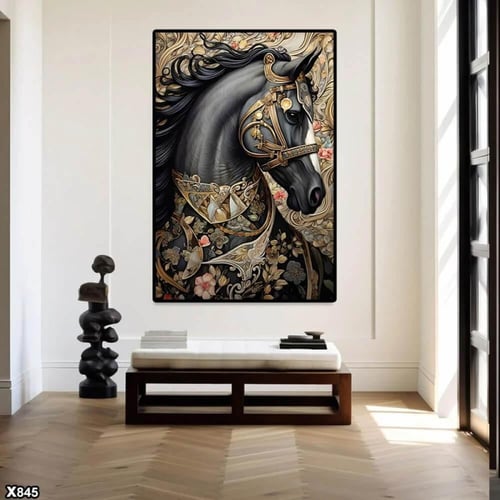 لوحة جدارية الخيل العربي ثلاثي الابعاد طولي