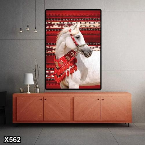 لوحة جدارية الخيل العربي ثلاثي الابعاد طولي
