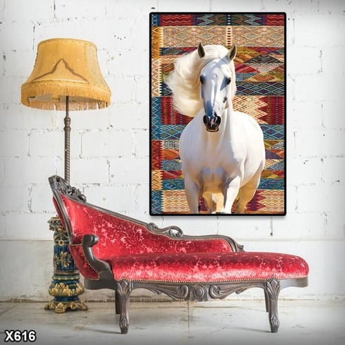 لوحة جدارية الخيل العربي ثلاثي الابعاد طولي