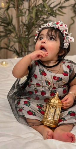 فستان اطفال بالتل الاسود الانيق رمضان