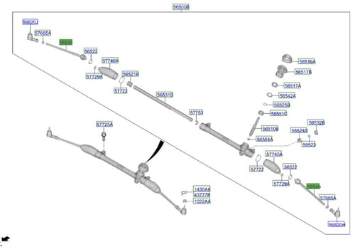 56540H7000 ذراع دركسيون داخلي بيجاس اصلي