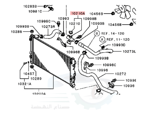 1350A043 قسام كوع رديتر ميتسوبيشي لانسر EX اصلي