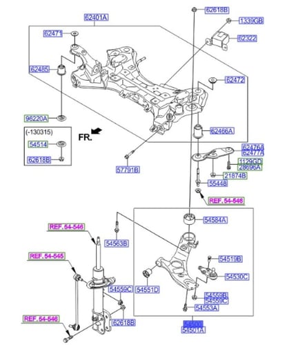 545002W500 مقص امامي سنتافي 2013 يســار اصلي