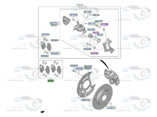 58302P2A30 فحمات فرامل خلفي سنتافي 2022 اصلي