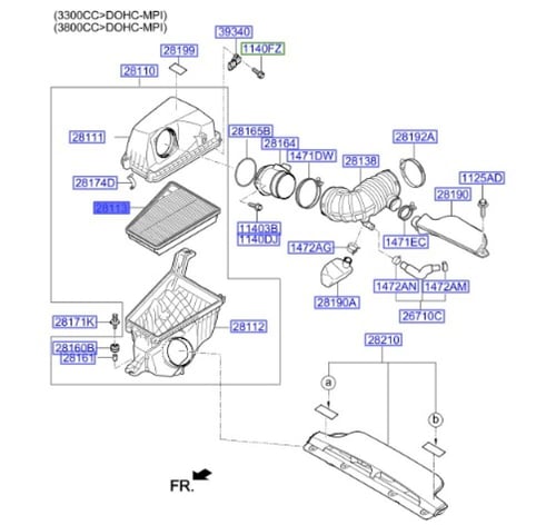 281133M000 فلتر هواء جنسس اصلي