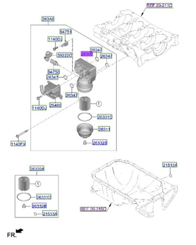 264002J300 مبرد زيت النترا 2020 م/2.0 اصلي