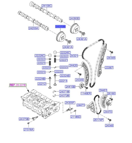243702G000 ترس جنزير سوناتا+توسان+سنتافي نار اصلي