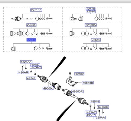 495952G000 جلدة عكس داخلي ابتيما 2009+كارنس 2014 ا...