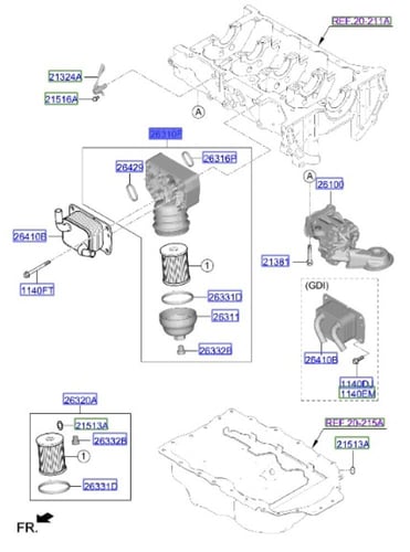 263102S000 قاعدة فلتر زيت سوناتا + k.5 موديل 2021...