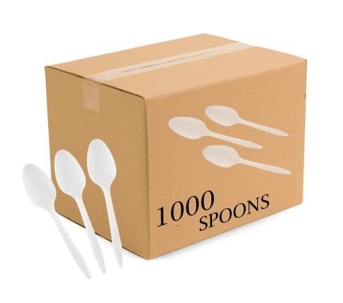 كرتون ملاعق بلاستك ابيض 20*50 ملعقة