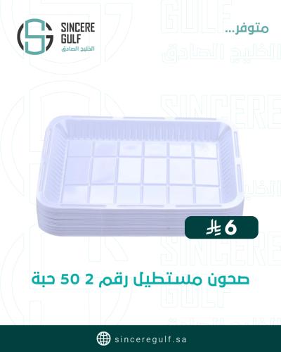 صحن بلاستك مستطيل مقاس متوسط رقم 2 (50 حبة)