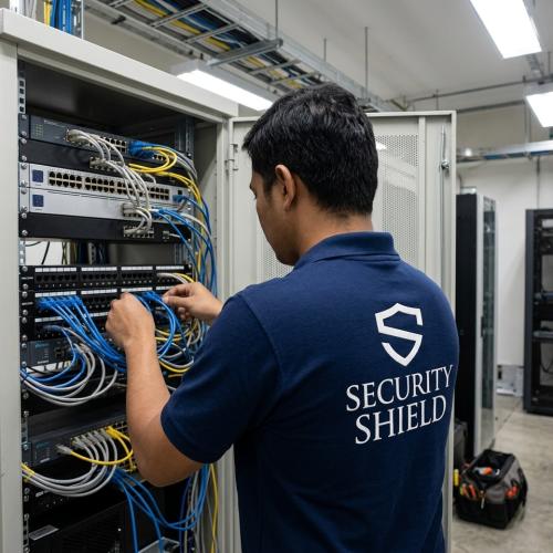 تمديد كيابل شبكة Cat6 وتأسيس نقاط شبكة