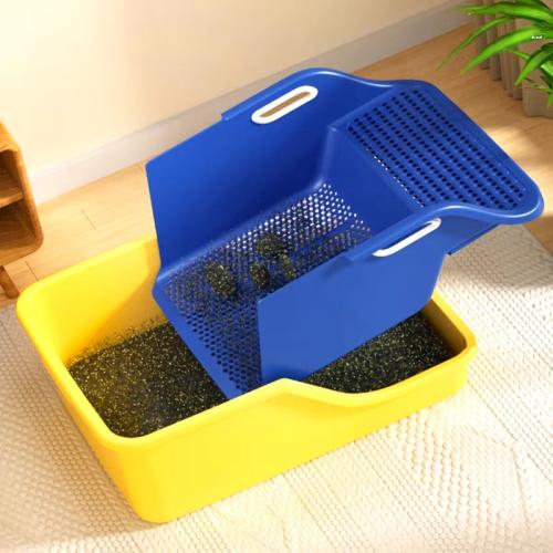 صندوق رمل لقطط حجم كبير مع مصفاه