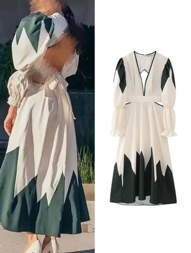 فستان نسائي أنيق بلونين متباينين