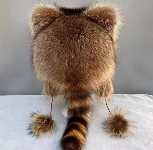 قبعة الفرو الشتوية بتصميم الراكون – دفء وأناقة للأ...