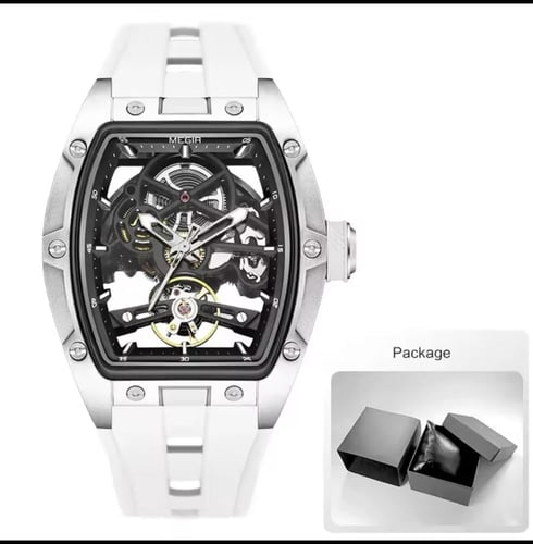 ساعة طراز ريتشارد ميل لون أبيض فضي صناعة megir