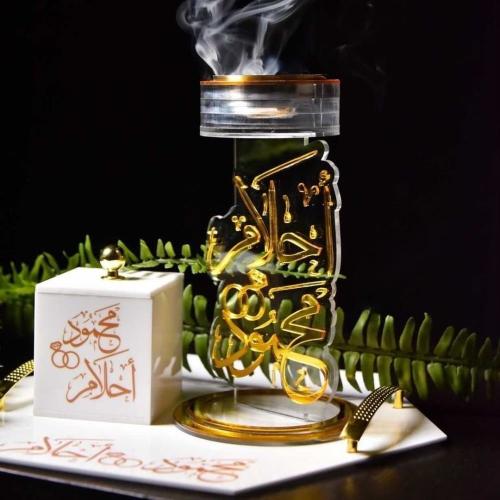 طقم مباخر بللون الذهبي والأبيض