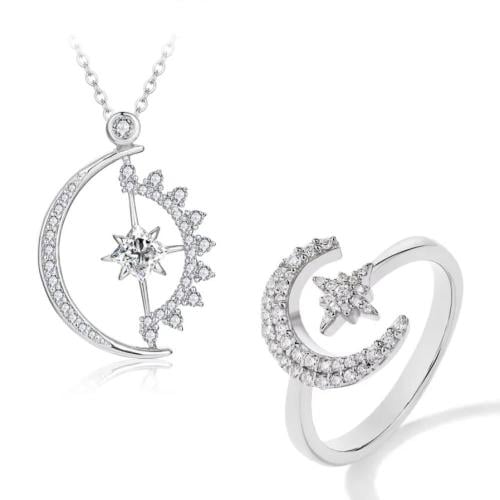 The luxurious moon and stars set