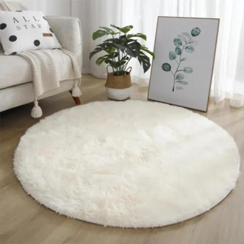 Plain round rug of exceptional softness from VIKAMA