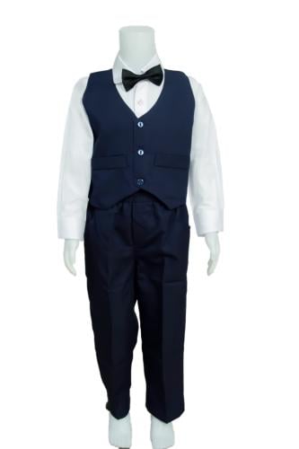 Elegant navy blue kindergarten boys' suit with a b...