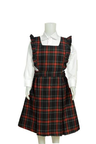 My daughters' kindergarten apron, black and red ch...
