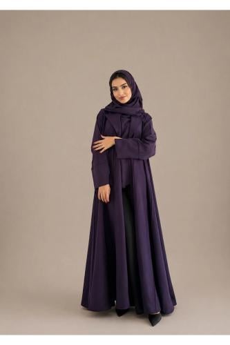 عباية دبل كلوش سادة موف أنيقة بتصميم فاخر