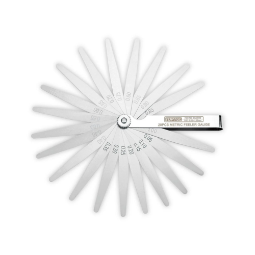 TOPTUL 20PCS Metric Feeler Gauge with Tapered Tips 0.05–1.00mm (ICAA0020)