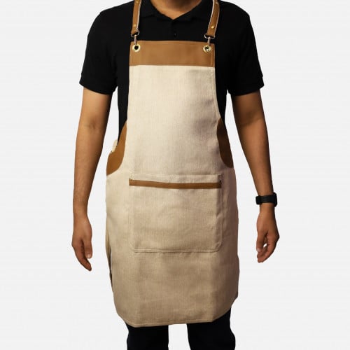 مريلة بلون بيج وجلد بني