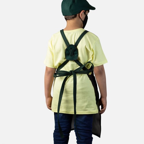 مريلة بلون أسود وأخضر مع جلد بني