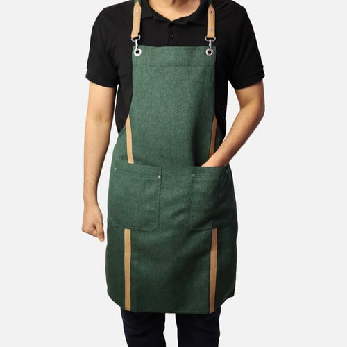 مريلة بلون اخضر وجلد بيج