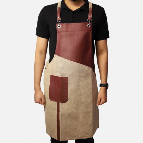 مريلة بلون بيج مع جلد ماروني