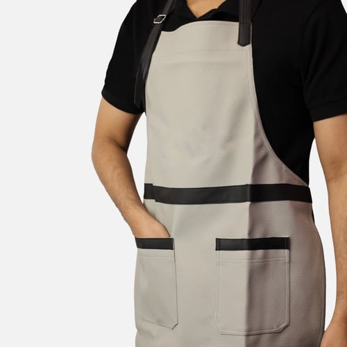 مريلة جلد بلون رصاصي فاتح وأسود