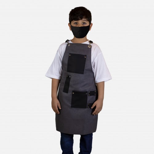 مريلة بلون رصاصي مع جلد أسود