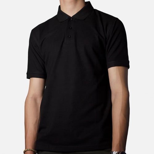تيشرت بولو أسود مع تطريز الشعار أو الاسم (أمام أو...
