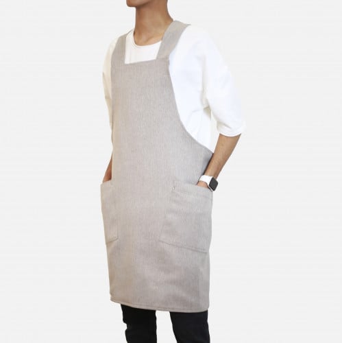 مريلة قماش بلون رصاصي فاتح جداً