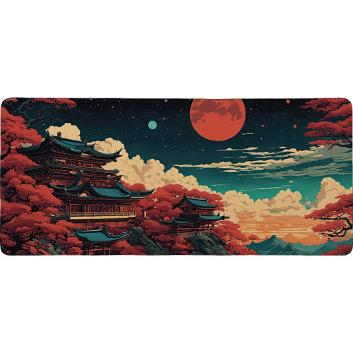 Crimson Moon Temple Mouse Pad