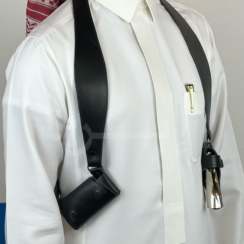 محزم مسدس أبو محالة جلد كامل لون اسود